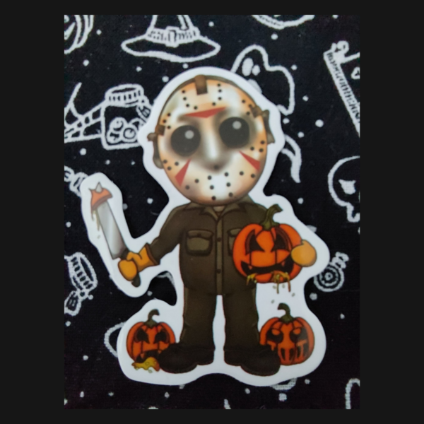 Jason Carving Pumpkins Sticker
