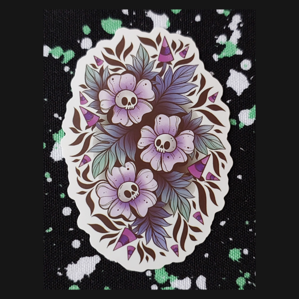 Skull Flowers Sticker
