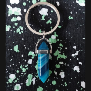 Blue Dyed Agate Keychain 1