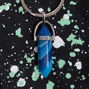 Blue Dyed Agate Keychain