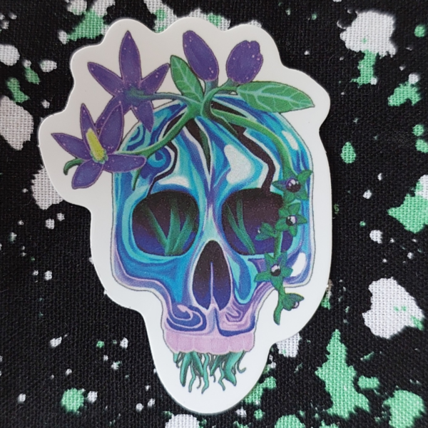 Floral Watercolour Skull Sticker