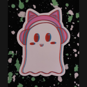 Kitty Ears Ghost Sticker