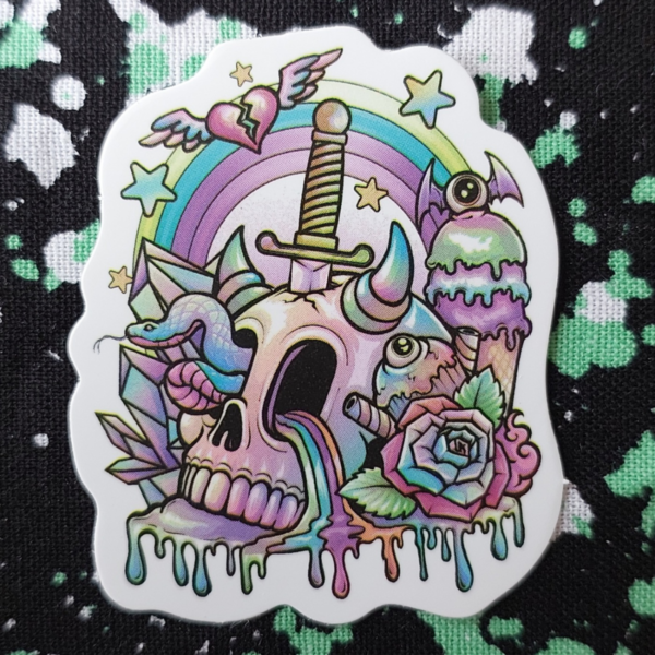 Pastel Goth Skull Sticker