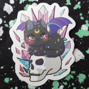 Skull Crystal Kitty Sticker