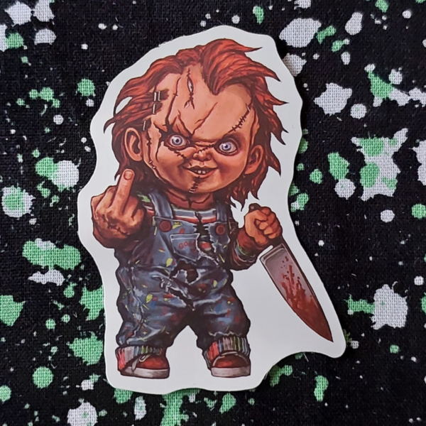 Middle Finger Chucky Sticker