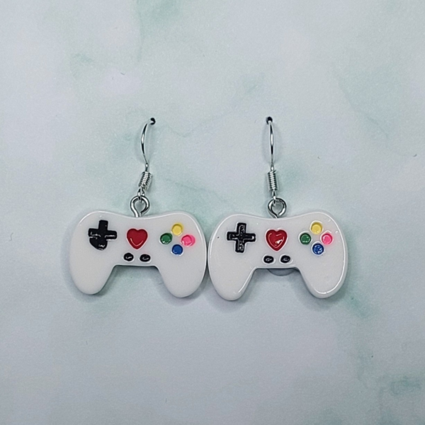 Game Controller Earrings (White)