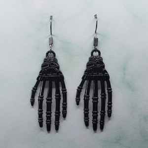 Skeletal Hand Earrings (Black)