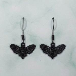 Death Moth Earrings (Black)