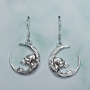 Skull Moon Earrings (Silver)